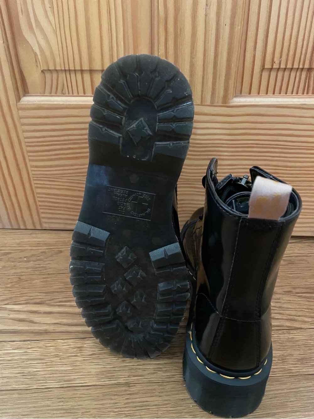 Dr. Martens Black Patent Lace-Up Boots with Front Zipper - Picture 4 of 6